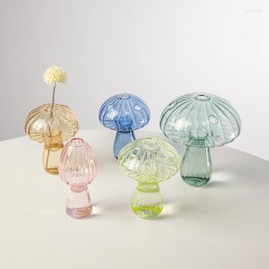 Vases Mushroom Glass Flower Transparent Hydroponic Bottles Creative Glasses For Plants Vasen Decoration Home Desktop Ornament