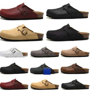 Boston Clog Homens Mulheres Designer Sandálias Chinelos Saco De Couro Cabeça Pull Cork Flats Mules Woody Loafers Para Chinelo Marrom Preto Slides Sliders Moda Sapatos