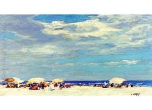 Dipinti ad olio di arte paesaggistica Edward Henry Potthast Beach Scene II opere d'arte astratte per la decorazione domestica6401045