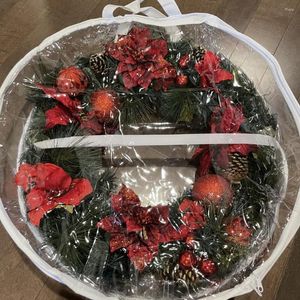 Storage Bags Dust Resistant Useful Christmas Wreath Pouch Reusable Container Zippered Design For Festival