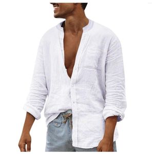 Men's Casual Shirts Designer Spring Summer White Shirt Men Cotton Linen Solid Color Loose Long Sleeve Blouse Tops Camisas De Hombre