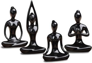 Decoração de casa Meditação Yoga Girl estátua de pequenos ornamentos criam enfeites domésticos
