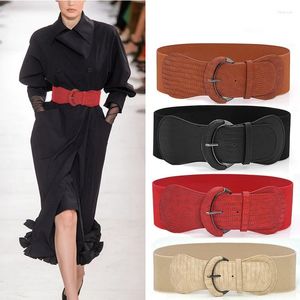 Bälten 60-80 cm Kvinnor Luxury midja för klänning PU Patent Leather Elastic Band Belt Solid Wide High Quality midjeband