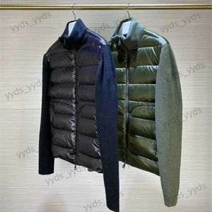 Men's Down Parkas 2023 Winter Men Fashion Wool Knitted Down Jackets 90% White Duck Down Patchwork Cardigan Epaulet Man Autumn Double Zipper Coats T231123