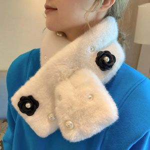 Scarves Soft Plush Parent-child Scarf Winter Thicken Warm Children's Autumn Outdoor Baby Girl Kids Women Camellia