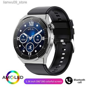 Armbandsur Smart Watch HK46 rund skärm 1,36-tum stöder offline betalning bluetooth call sport hjärtfrekvens tracker vattentät smart watchq231123