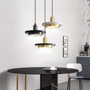 Pendant Lamps LED Post-Modern Minimalist Lights Marble Aisle Dining Chandelier Nordic Lighting Luxury Single Head Bedroom Bedside Lamp