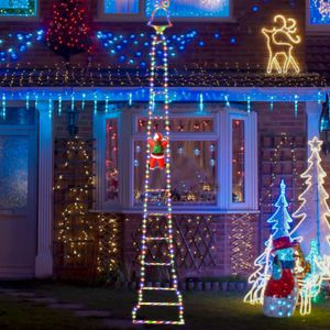 1 pçs corda de luz de natal papai noel subindo escadas luzes decorativas corda jardim ao ar livre luzes mágicas corda controle app