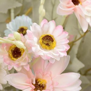 Dekoratif Çiçekler 5 PCS Flores yapayları 5 Çatal Dahlia İpek Çiçek Ev Dekorasyonu Sahte Düğün Çelenk Düzenlemesi