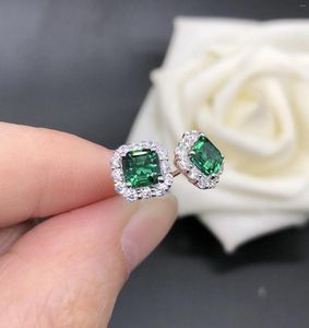 Stud Earrings Solid 14K White Gold AU585 0.5CT/Piece Green Diamond Engagement D Color VVS1 Statement Gift For Lady