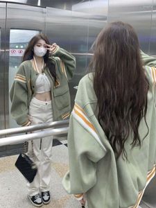 Женские куртки Винтажная бейсбольная куртка Женская ловковая утечка 2023 весна осенью корейская мода хип -хоп