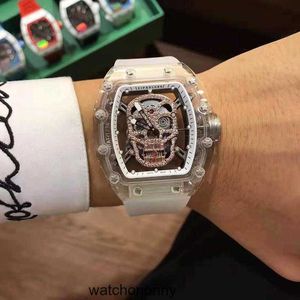 Mechanical for Mens luksus zegarek Richa Milles zegarki osobowości modne fajne fioletowe rm052 Sport Waterproof Square Large Skull Sport