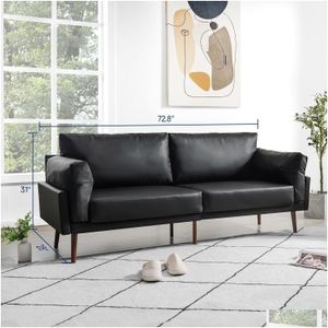 Meble do salonu vonanda flora sofa faux skórzana karmel 3 siedzenie z miękką poduszką chmurową 72 -calową trwałą w małej przestrzeni DHGSU