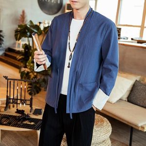 Ethnic Clothing Retro Chinese Man Shirt Casual Cotton Traditional Tops 2023 Male Mandarin Collar Solid Clothes Hanfu Men Tang Suit