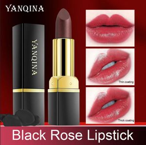 Yanqina Lippenstift Schwarz Roseblau Rose Lippentemperatur Farbe Wechselnde langlebige wasserdichte Kosmetik Frau Make -up