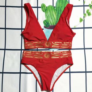 Luxury Bikini Designer Sexig Beach Bikinis Swim Suit Fashion Letter Tryckt Lace Up Summer Split Swimsuit For Women 433