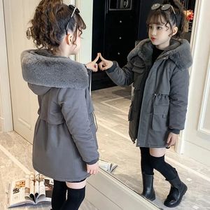 Clothing Sets 5 14 Years Winter Girls Coat Plus Velvet Keep Warm Jacket For Parka Snowsuit Fashion Hooded Teenagers Children Outerwear 231123