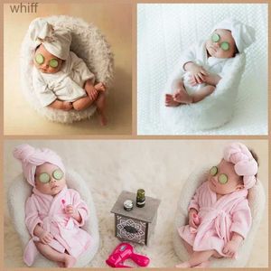 Havlu cüppeli bornoz banyosu kemer havlu kıyafeti ile salatalık fotoğrafı bebek kızlar için destekler yeni doğan bebek fotoğraf çekim aksesuarları
