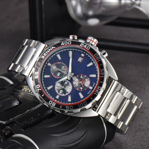Ta G 패션 브랜드 손목 시계 남자의 모든 다이얼 작업 6 개의 바늘 쿼츠 시계 손목 시계 스테인리스 스틸 스트랩 클래식 시계 브레이슬릿