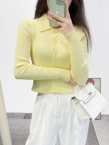 Women's Jackets Women Collared Pleated Single Breasted Cardigan Sandro White Yellow