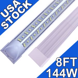 8Ft Led Shop Lights Fixture ,8 Feet 144W 8' Garage Light 96'' T8 Integrated LED Tube , Linkable Led Bulbs for Garage Warehouse, Plug and Play High Output Surface Mount USA