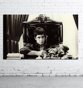 アル・パチーノスカーフェイス有名な映画ポスター黒と白のキャンバス油絵ポップアートウォール写真リビングルームモダンウォールデコル8760914