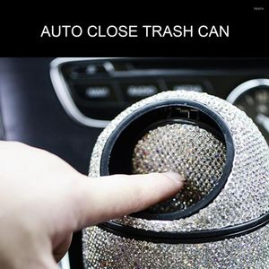 Interior Accessories Car Trash Can Easy Installation Auto Dust Case Center Console Rhinestone Press Type Garbage Bin Holder