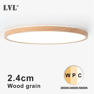 Oggetti decorativi Figurine Moderna plafoniera a LED con venature del legno dorata con 3 colori Illuminazione domestica Cucina Camera da letto Bagno Lampada da superficie 231122