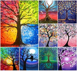 5D DIY Diamond Painting Scenery Tree Flowers Mosaic Picture Of Rhinestones Home Decor Full Square Diamond Embroidery Landscape4647675