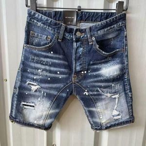 Jeans masculinos 2023 homens Splash tinta arranhada short shorts hole de moda curta dt091#