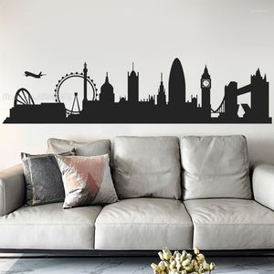 Adesivos de parede London City silhueta Inglaterra Decoração da sala de estar quarto decalque doméstico mural ll2429