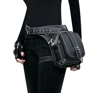 Scarpe eleganti Steam Punk Vita Gamba Cintura anca Borsa a banana Spalla esterna Cellulare Marsupi Confezione per borsa da donna Cyberpunk 231123