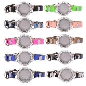 Charm Bracelets 1Pc 30mm Mix Color Glass Memory Floating Relicario Locket Pendant PU Leather Wrap Wristbands Women Bracelet Jewelry Making