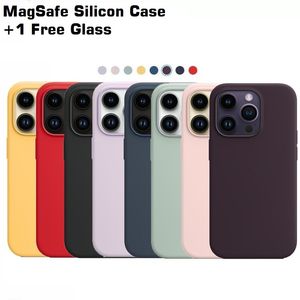 İPhone 15 Pro Max için Liquid Silikon Telefon Manyetik Kılıf Magsafe Case 14 ile Rakip Olun Logo Pop Up Penceresi Plus 13