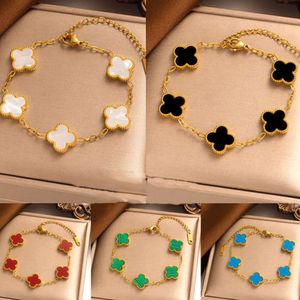 18K Gold Plated Classic Fashion Charm Bracelet Four-leaf Clover Designer Jewelry Elegant Mother-of-Pearl Bracelets For Women and Men High Quality29