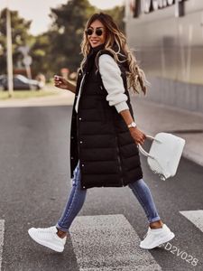 Womens Vests Hooded Singlebreasted Midi Cotton Warm Jacket Long for Women Coats Vest Slim Elegant Street Hipster Cardigan Winter 231122