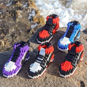 502 Pieces Model Building Kits Mini Block Boys Sneakers Anime DIY Toy Auction Model Toys Kids Gifts TPU Protective Shockproof Transparent Cover