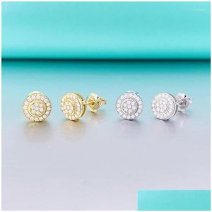 Orecchini a bottone Hiphip Screwback Moisanite Donna Uomo Iced D Colore Moissanite Diamante Placcato oro 14K Passa regalo Consegna a goccia Gioielli Othws