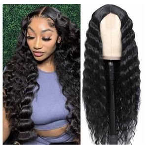 Großhandel Lange tiefe Welle Voller vorderer menschlicher Curly 10 Stile weibliche natürliche synthetische Haarspitzen Perücken schnell senden 870 1