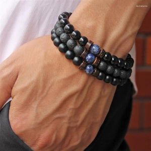 Braccialetti con ciondoli Bracciale con perline per uomo Perlina di pietra vulcanica naturale Buddha tibetano Chakra Diffusore di lava Gioielli di moda