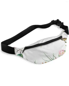 Midjepåsar fågelblomma saftiga fjäril Vit packar axelväska unisex messenger casual mode fanny pack för kvinnor