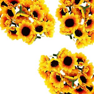 Dekorativa blommor 300 datorer Konstgjord solros Little Daisy Gerbera Flower Heads for Wedding Party Decor (Yellowcoffee)