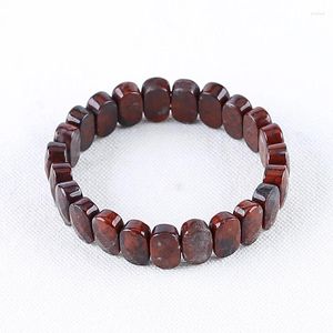 Strand atacado natural pedra de sangue africano frisado pulseira contas de pedras preciosas presente para ela perfeito