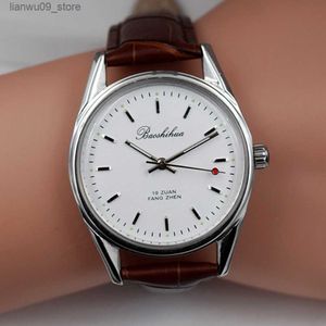 Wristwatches Shanghai Antique Men's Vintage Mechanical Watch 8120 حركة متعرج يدوي 36 مم قبة أشادة أكريليك ووتش عتيقة 1963e 1963q231123