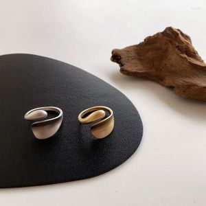 Pierścienie klastra złoty sliver kolor Matowy metal geometryczny otwarty moda prosta modna minimalistyczna regulacja stałego koła dla kobiet