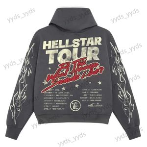 Mens hoodies tröjor Nya retro gotiska helvete -tryck hoodie mode streetwear tröja harajuku lösa män hiphop pullover y2k kläder t231123