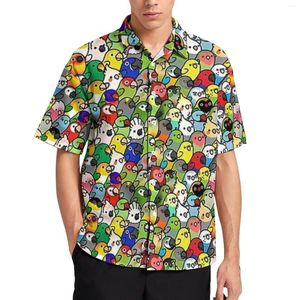 Camisas casuales para hombres Blusas con estampado de pájaros coloridos Hombre Lindo Cockatiel Hawaiano Mangas cortas Personalizado Fresco Gran tamaño Playa Y2k Idea de regalo