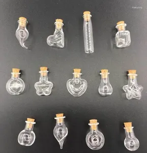 Pendant Necklaces 10pcs/Lot Tube Round Heart Square Stars Teardrop Shape Mini Glass Bubble Wishing Bottles Jars With Cork Stopper Wish Note