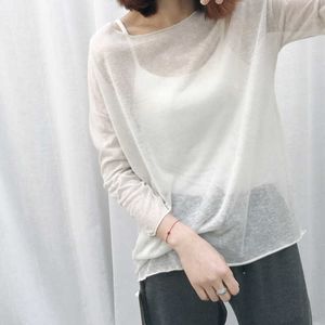 Женская футболка летние женщины вязаные футболки Top Top Thin See Thin Casual T Roomts o Neck Soid Loaks Thrope Three Afternt Elect Pr230328