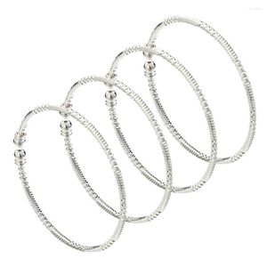 Bangle 4pcs Simple Style Dubai India Bangles Bangles Silver Color Ethiopian Mounting Women Jewelry